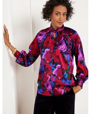 Talbots Twist Neck Soft Satin Charmeuse Top - Red