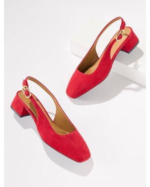 Talbots Eliana Suede Slingback Block Heel Pumps - Pink