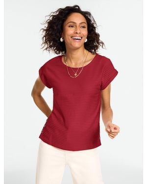 Talbots Jacquard Side Button T-shirt - Red