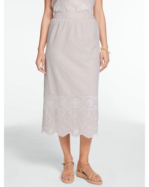 Talbots Embroidered Linen A-line Skirt - Multicolor
