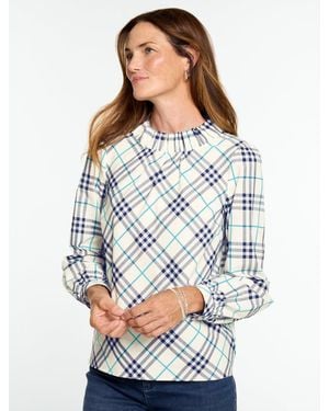Talbots Magnificent Plaid Ruffle Top - Grey