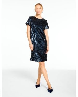 Talbots Rsvp Sequin Shift Dress - Blue