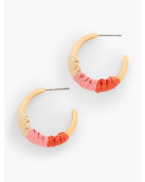 Talbots Raffia Macramé Hoop Earrings - White