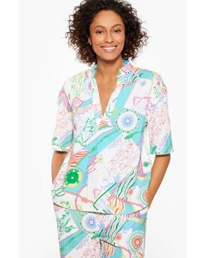 Aqua Club Gauze Popover Shirt Shirt Cover-up - Blue