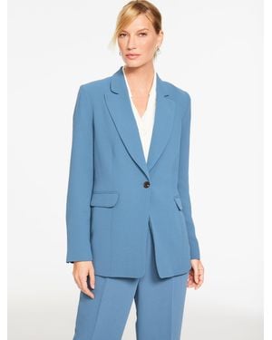 Talbots Polished Crepe Single Button Blazer - Blue