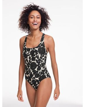 Talbots Aqua Club Scoop Neck One-piece Swimsuit - White