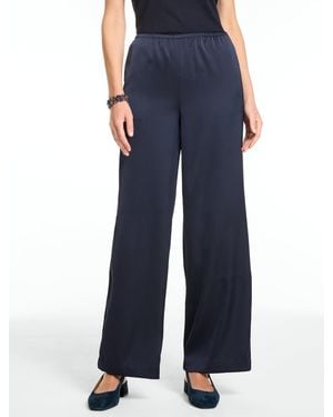 Talbots Satin Wide Leg Pull-on Pants - Blue