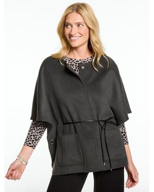 Talbots Tie Front Wool Blend Cape - Black