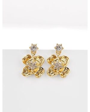 Talbots Tidy Flowers Drop Earrings - Metallic
