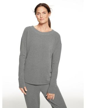 Talbots Tech Waffle Knit Open Back Pullover Sweater - Gray