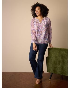Talbots Band Collar Popover Shirt - Pink