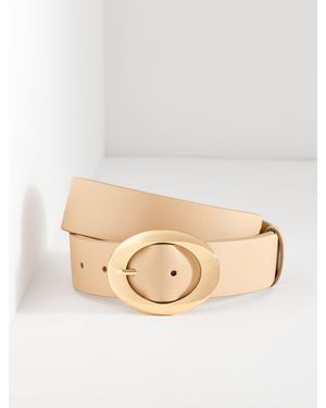 Talbots Nappa Sculpted Buckle Belt - Natural