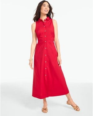 Talbots Cinched Waist Poplin Shirtdress - Red