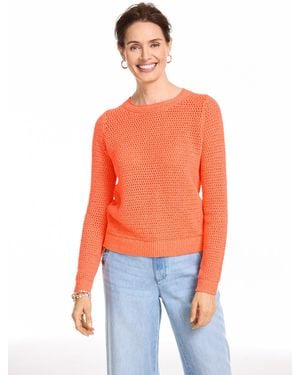 Talbots Open Stitch Crewneck Jumper - Orange