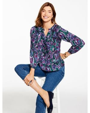 Talbots Ruffle Top - Blue