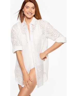 Aqua Club Eyelet Shirt Cover-up - White