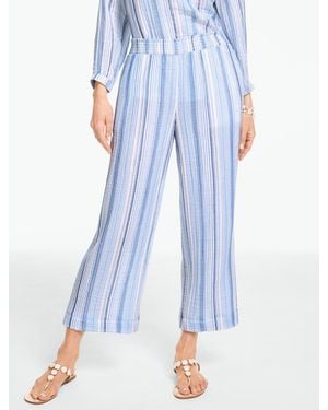 Talbots Cotton Gauze Straight Crop Pull-on Trousers - Blue