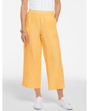 Talbots Washed Linen Wide Crop Pull-on Pants - Yellow