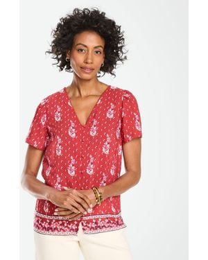 Talbots Embroidered V-neck Top