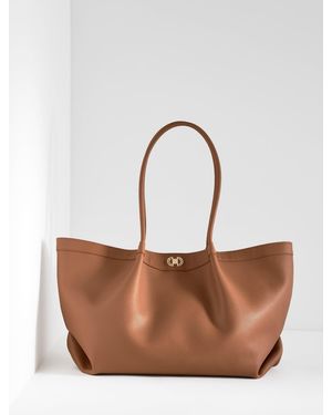 Talbots Katharine Pebble Leather Tote - White