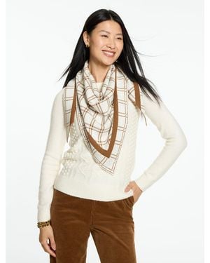 Talbots Windowpane Jacquard Scarf - White