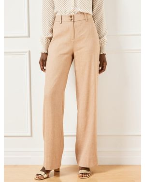 Talbots Wide Leg Textured Stretch Linen Pants - Natural
