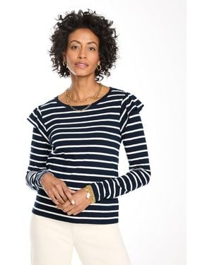 Talbots Ruffle Shoulder Crewneck T-shirt - Blue