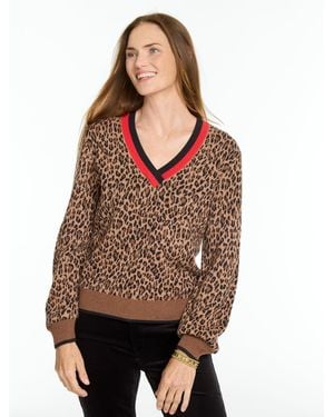 Talbots Jacquard V-neck Pullover Sweater - Brown