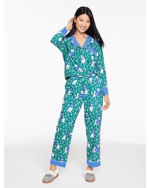 Printfresh Flannel Long Pyjama Set - Blue