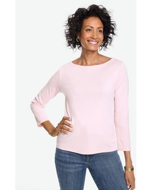 Talbots Solid Bateau Neck T-shirt Pima Cotton - White
