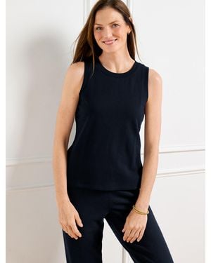 Talbots Seaside French Terry Crewneck Sleeveless Tank Top - Blue