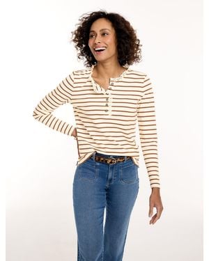 Talbots Ruffle Neck Henley - Blue