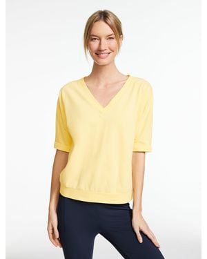 Talbots Piqué Elbow Sleeve V-neck T-shirt - Yellow