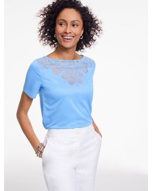 Talbots Burnout Jersey Short Sleeve Top - Blue