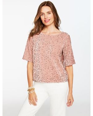 Talbots Sequin Velvet Top - Pink