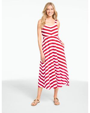 Talbots Marina Stripe Jersey Fit & Flare Maxi Dress - Red