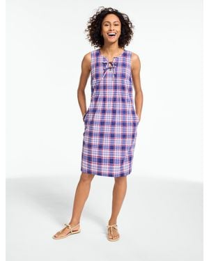 Talbots Pintuck Sleeveless Shift Dress - Purple