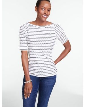 Talbots Elbow Sleeve Knit Top - White