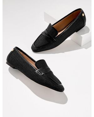 Talbots Erin Straw Raffia Loafers - Black