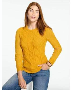Talbots Mixed Cable Knit Crewneck Jumper - Orange