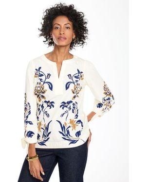 Talbots Poplin Tie Sleeve Top - White