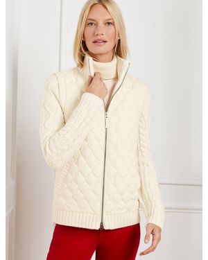 Talbots Quilted Puffer Sweater Jacket - Natural