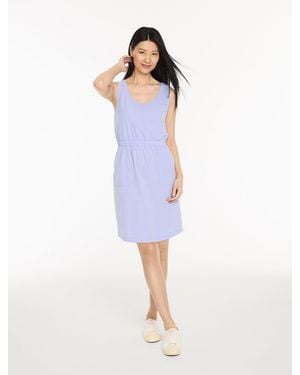 Talbots Lightweight Woven Stretch Sleeveless Seersucker Dress - Blue