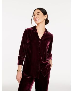 Talbots Velvet Button Front Shirt - Red