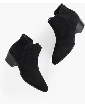 Talbots Harper Suede Block Heel Ankle Boots - Black