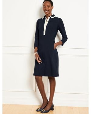 Talbots Tipped Ponte Shirtdress - Blue