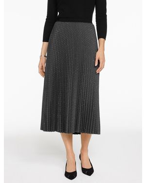 Talbots Studded Pleated Flannel Midi Skirt - Black
