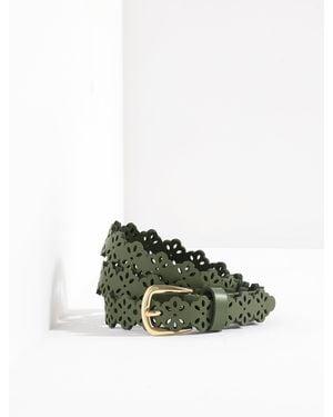 Talbots Perforated Flower Belt - Green