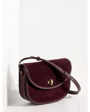 Talbots Sierra Suede Polished Saddle Bag - Purple
