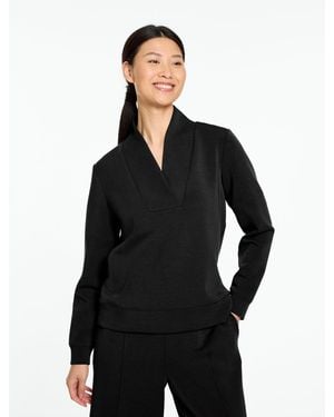 Talbots Airknit Stretch Ribbed V-neck Pullover Jumper - Black